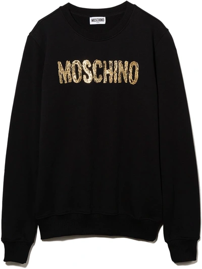 Shop Moschino Logo Front Sweatshirt In Black