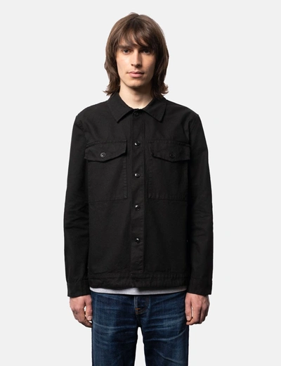 Shop Nudie Jeans Colin Canvas Overshirt In Black