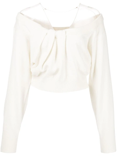 Shop Alexander Wang Drape-detail Jumper In Weiss