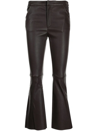 Shop Drome Bell-flare Leather Trousers In Braun