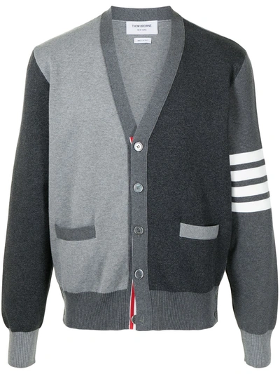 Thom Browne Milano Stitch Cotton Multi-colour 4 Bar Cardigan In Grau