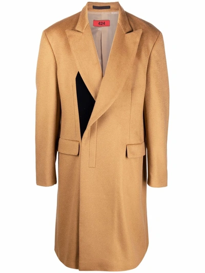 Shop 424 Off-centre Fastening Coat In Nude