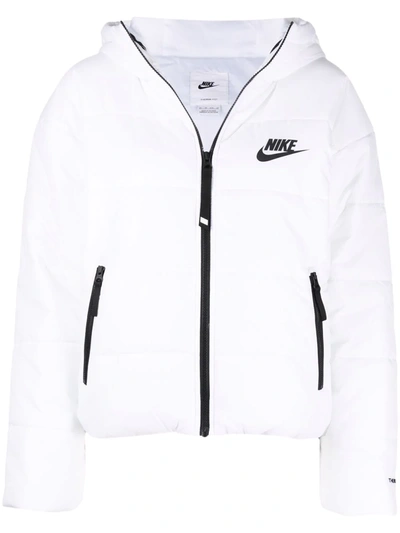 Shop Nike Swoosh Logo Print Puffer Jacket In Weiss