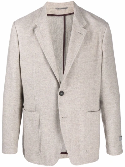 Shop Canali Single-breasted Tailored Blazer In Nude