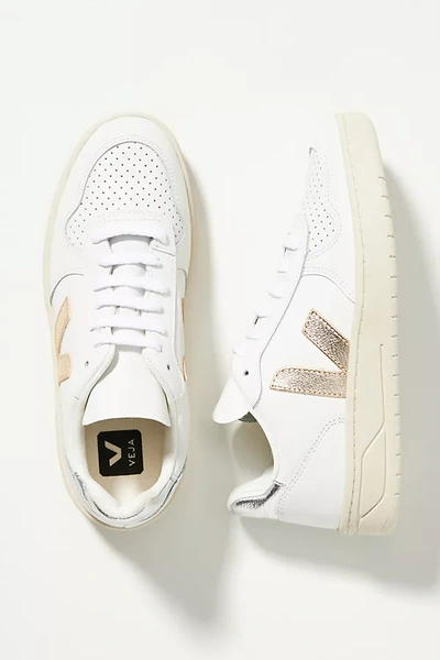 Shop Veja V-10 Sneakers In Silver