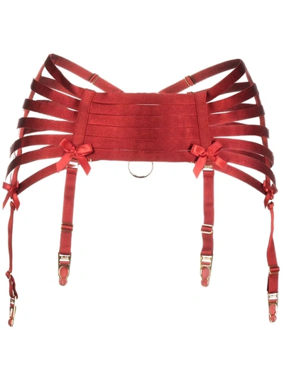 Shop Bordelle Webbed Suspender Belt In 红色