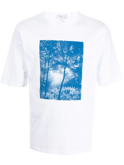 Shop Agnès B. Graphic-print Cotton T-shirt In 白色