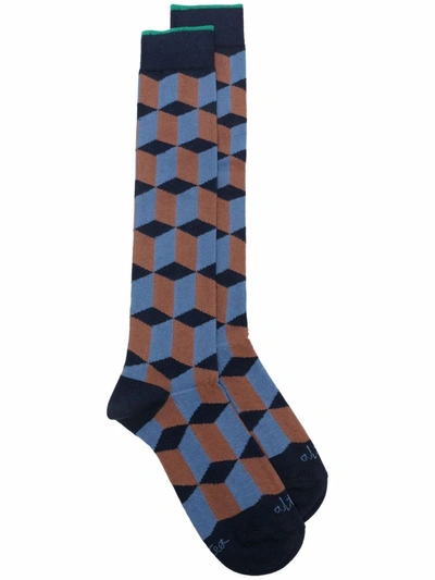 Shop Altea Geometric Pattern Ankle Socks In Blue