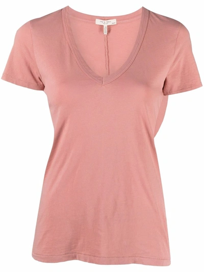 Shop Rag & Bone Organic Cotton V-neck T-shirt In Pink