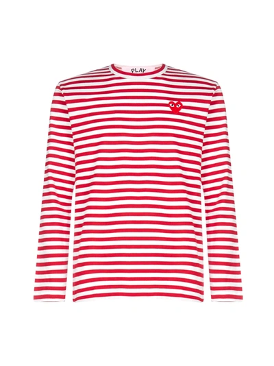 Shop Comme Des Garçons Play T-shirt In Red White