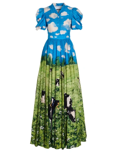 Shop Moschino Countryside Dress In Multicolor