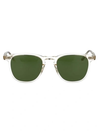 Shop Garrett Leight Brooks 47 Sunglasses In Pure Glass/pure Green