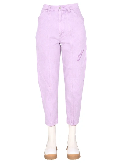 Shop Stella Mccartney Jeans With Embroidered Logo In Lilla