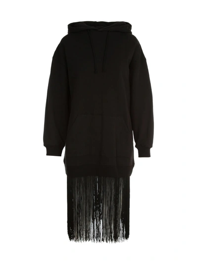 Shop Twinset Sweatshirt W/hood And Fringes In Black