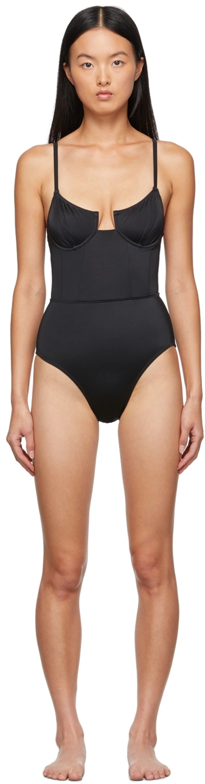 Shop Solid & Striped Black 'the Veronica' One-piece Swimsuit