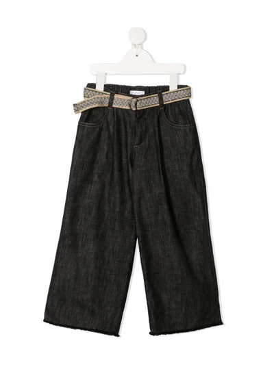 Shop Brunello Cucinelli High-rise Belted Straight-leg Trousers In Blue
