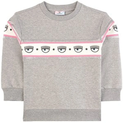 Shop Monnalisa Gray Melange Chiara Ferragni Maxi Logomania Sweatshirt In Grey