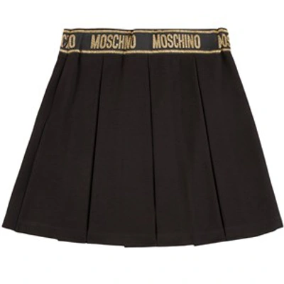 Shop Moschino Black Logo Pleated Skirt