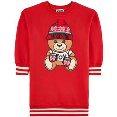 Shop Moschino Red Bear Hat Sweat Dress