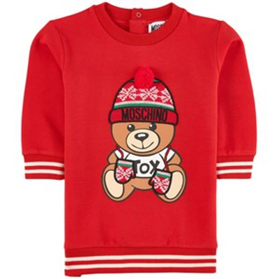 Shop Moschino Red Bear Hat Sweat Dress