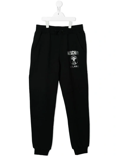 Shop Moschino Double Question Mark-print Track Pants In Black