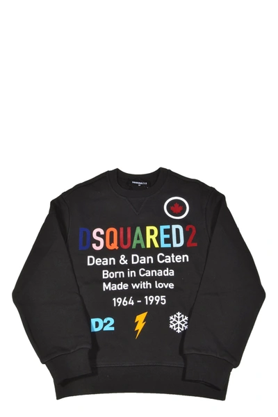 Shop Dsquared2 Kids Logo Slogan Printed Sweatshirt In Black