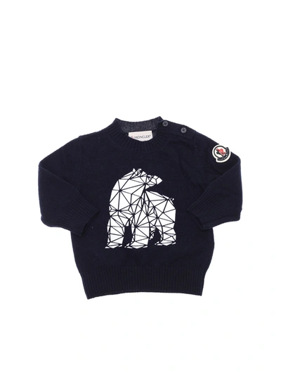 Shop Moncler Bear Print Sweater In Blue
