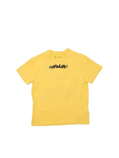 Shop Off-white Off Script Logo T-shirt In Yellow