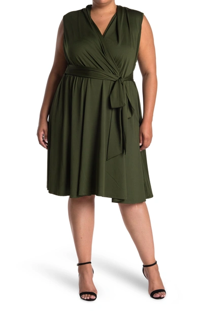 Shop Love By Design Prescott Fit & Flare Belted Knee Length Dress In Olive