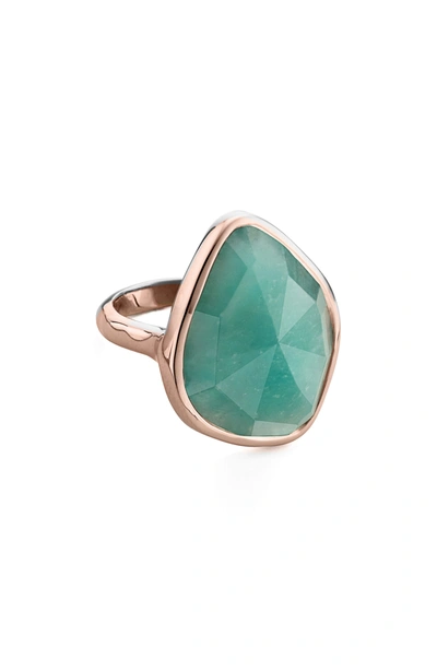 Shop Monica Vinader Siren Nugget Semiprecious Stone Cocktail Ring In Rose Gold/ Amazonite