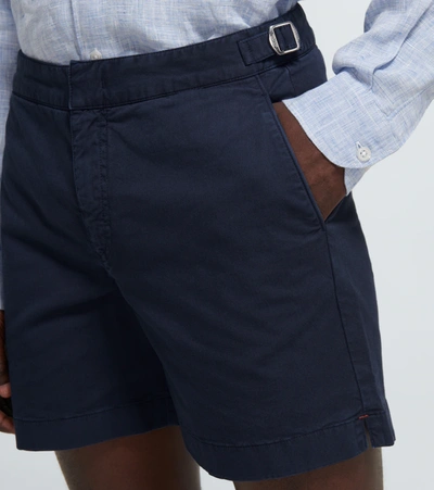 Shop Orlebar Brown Bulldog Cotton-twill Shorts In Blue