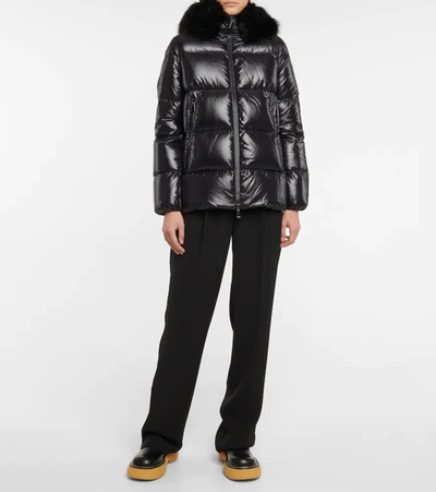Shop Moncler Laiche Faux Fur-trimmed Down Jacket In Black