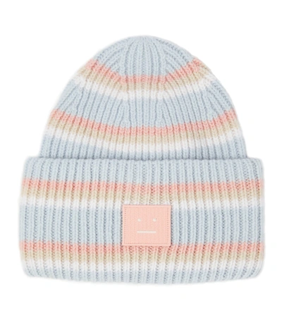 Shop Acne Studios Striped Wool Beanie In Blue