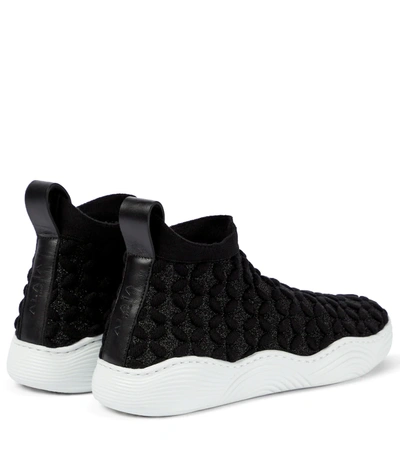 Shop Alaïa Stretch-knit Sneakers In Black
