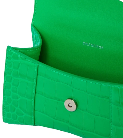 Shop Balenciaga Hourglass Xs Leather Crossbody Bag In Vivid Green