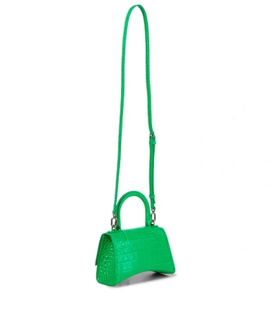 Shop Balenciaga Hourglass Xs Leather Crossbody Bag In Vivid Green