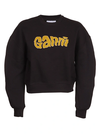 Shop Ganni Responsible Isoli Logo Sweatshirt In Black