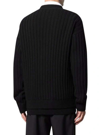 Shop Valentino Intarisa-knit Logo Cardigan In Black