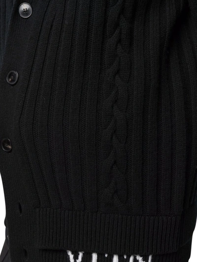 Shop Valentino Intarisa-knit Logo Cardigan In Black