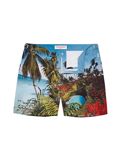 Shop Orlebar Brown Half A Million Poinsettias Print Mid-length Swim Shorts In Multicolour