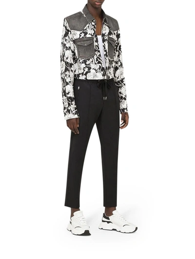Shop Dolce & Gabbana Floral-print Panelled Shirt In Black