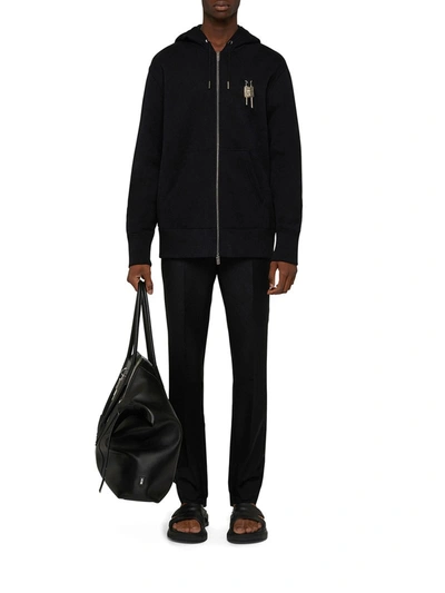 Shop Givenchy Zipped Hoodie With Padlock In Black