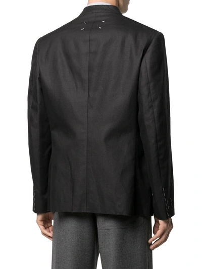 Shop Maison Margiela Collarless Long-sleeve Blazer In Black