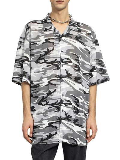 Shop Balenciaga Grey Camouflage Xl Short Sleeve Shirt