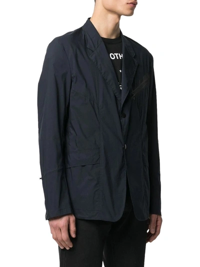 Shop Givenchy Zip-pocket Single-breasted Blazer In Blue