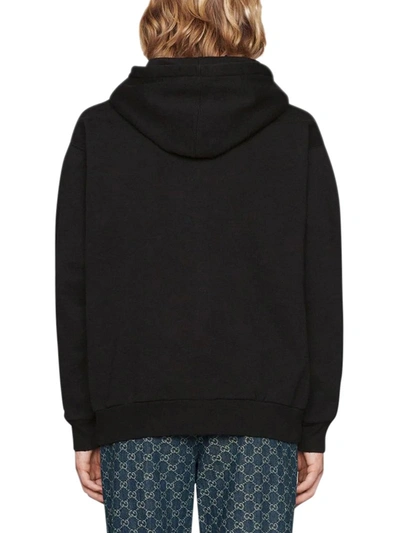 Shop Gucci Graphic-print Long-sleeve Hoodie In Black