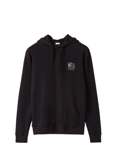 Shop Loewe Anagram Hoodie In Cotton In Black