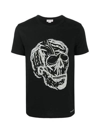 Shop Alexander Mcqueen Embroidered Skull-print T-shirt In Black
