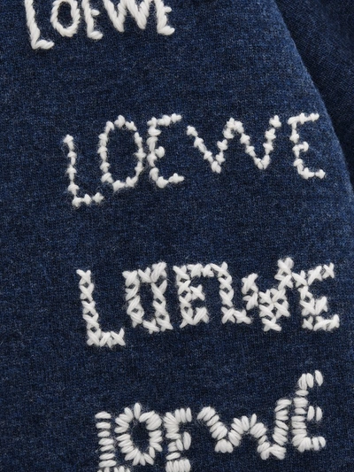 Shop Loewe Embroidered Sweater In Wool In Blue