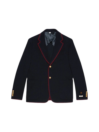 Shop Gucci Blazer With Contrasting Edges In Blue